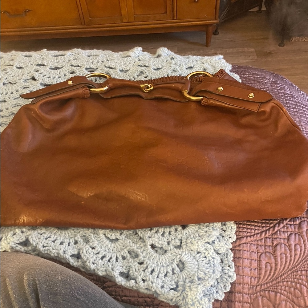Authentic GUCCI Brown Vintage Large Gussismmo Bag , Very Beautiful